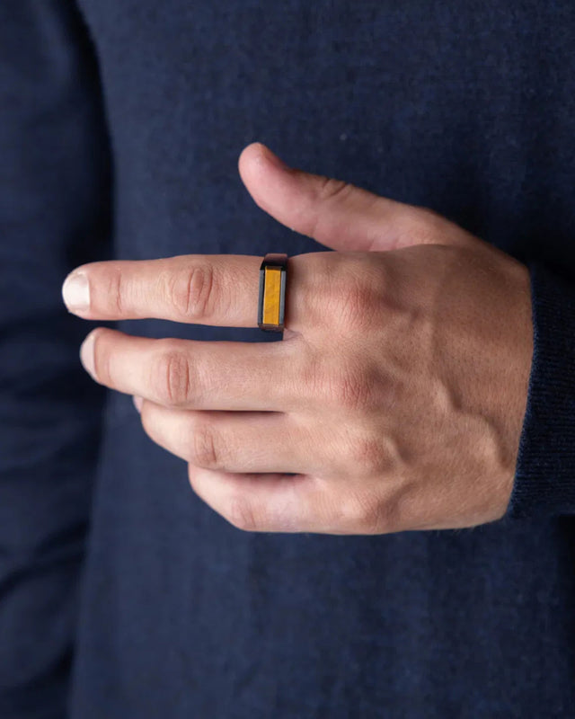 Anillo Signet 7mm Tiger Eye / Black