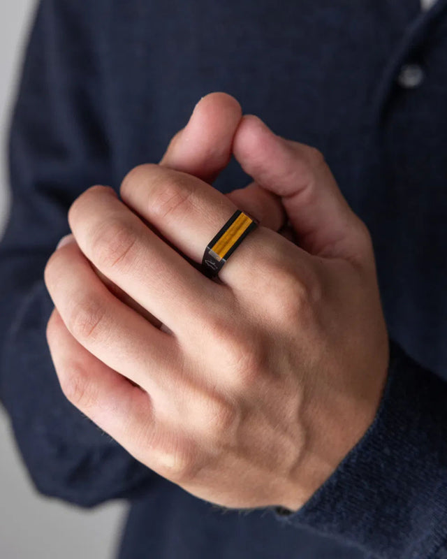 Anillo Signet 7mm Tiger Eye / Black