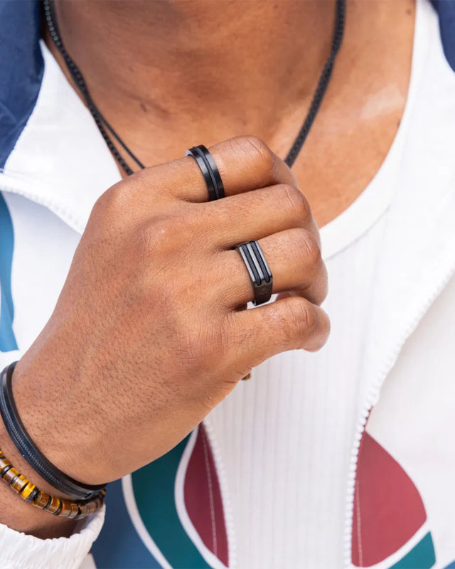 Anillo Signet 7mm Rope Black / Black