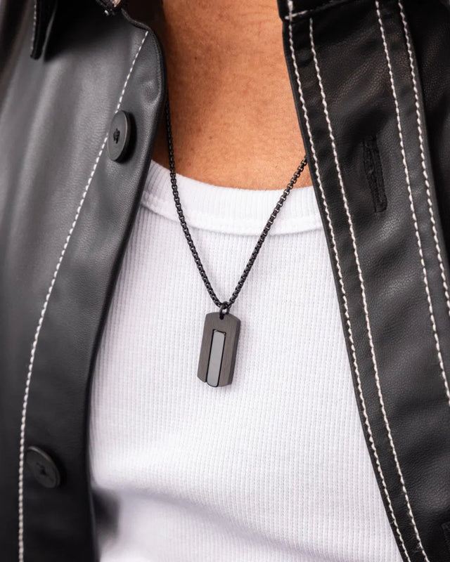 Collar Dogtag Black Agate / Black
