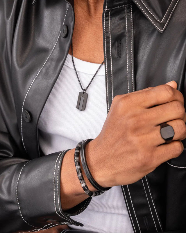 Collar Dogtag Black Agate / Black