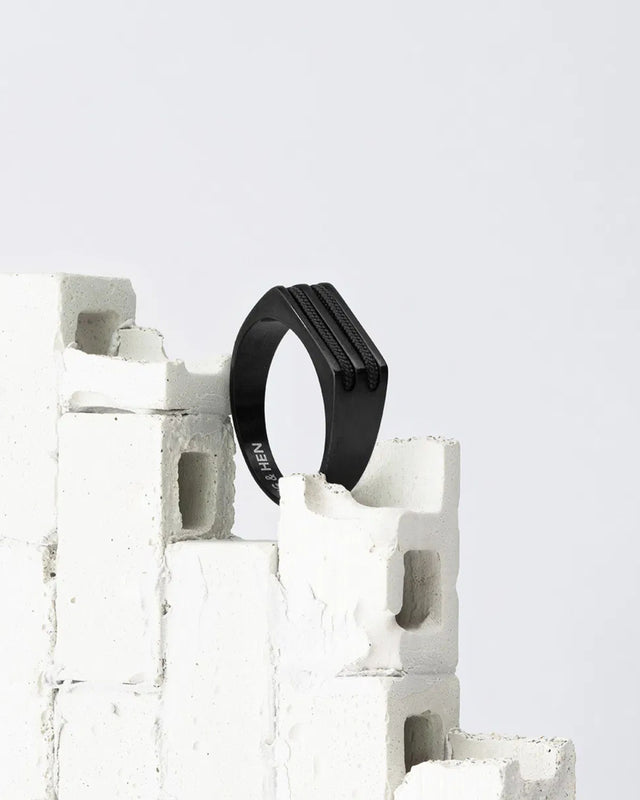 Anillo Signet 7mm Rope Black / Black