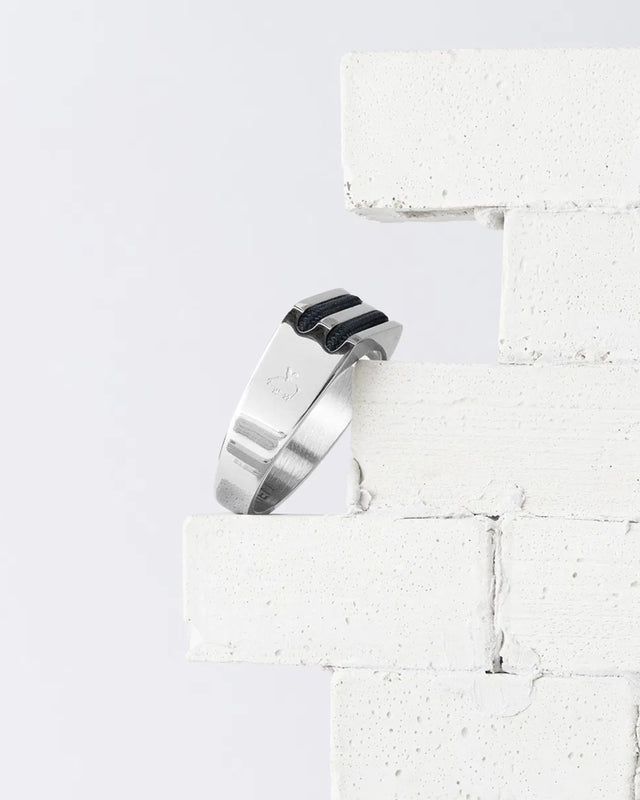 Anillo Signet 7mm Rope Navy / Silver
