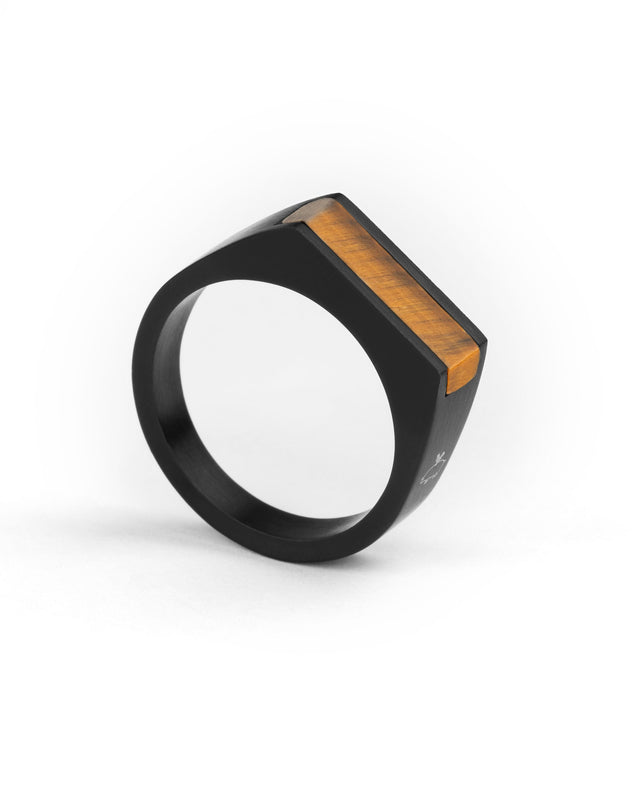Anillo Signet 7mm Tiger Eye / Black