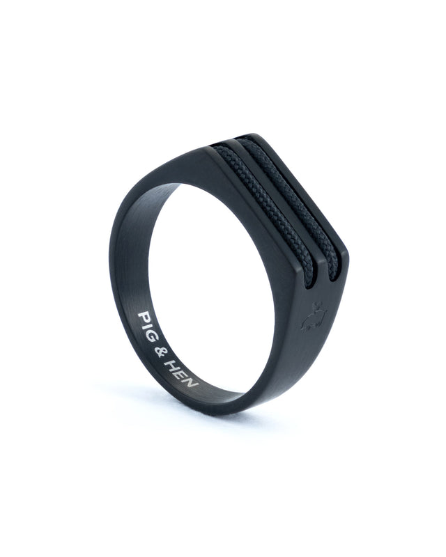 Anillo Signet 7mm Rope Black / Black