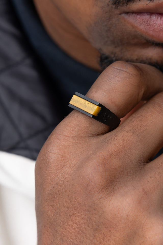 Anillo Signet 7mm Tiger Eye / Black