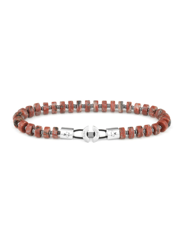 Brontide 6mm Red Sesame Stone - Silver